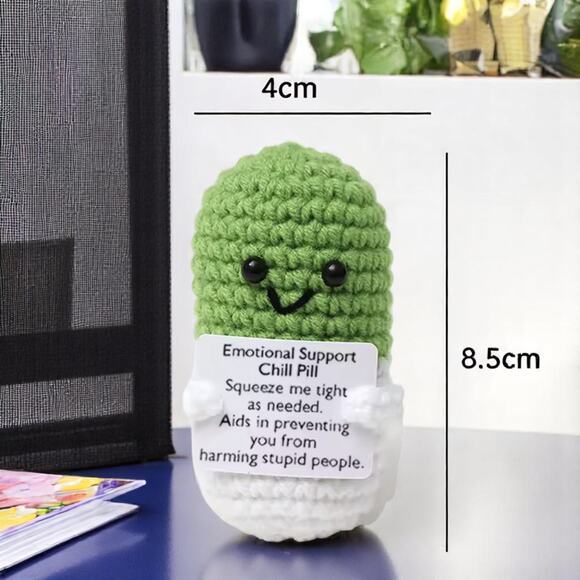 Emotional Support Chill Pill Plush Green Stress Relief Desk Buddy Funny Gift - Picture 2 of 4